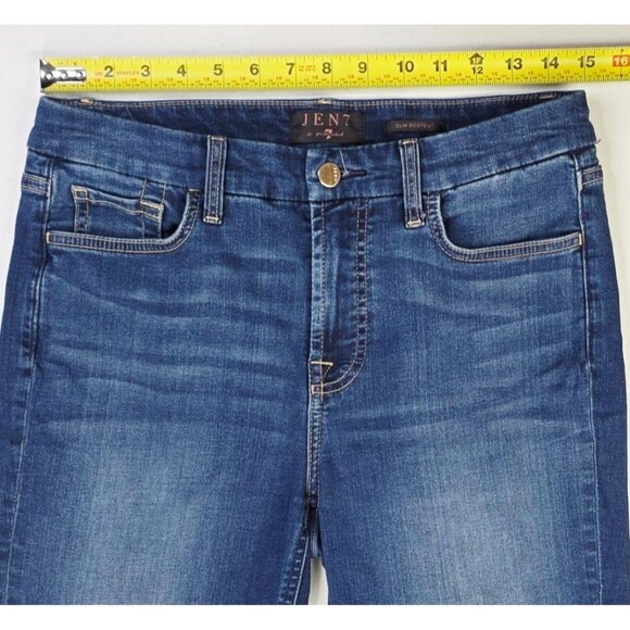 7 For All Mankind Jen 7 Size 6 Womens 31" Inseam Slim Bootcut Blue Denim Jeans - Picture 2 of 12